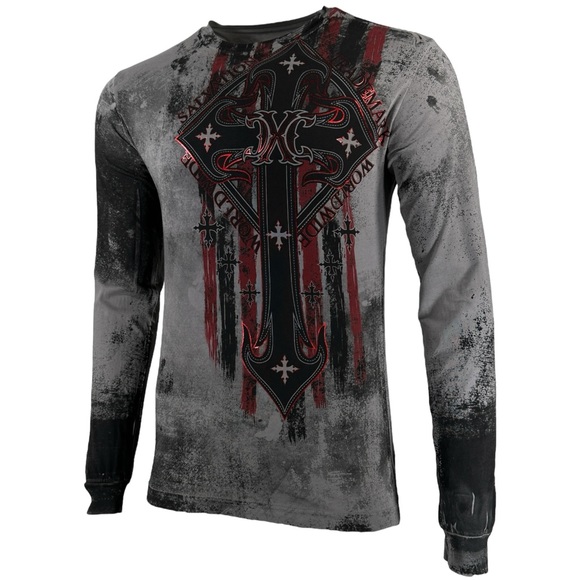 Xtreme Couture By Affliction Men's Long Sleeve T-shirt Liberty Crusade - Picture 4 of 7